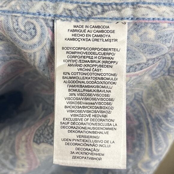 Lauren Ralph Lauren Paisley Sleep Shirt Dress Womens M Medium Black Label - Picture 6 of 6